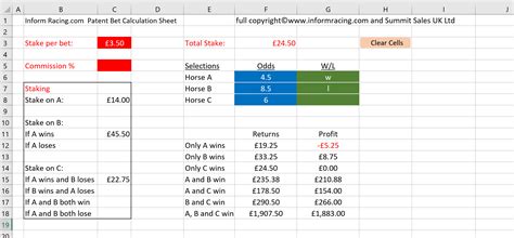 horse racing patent calculator.